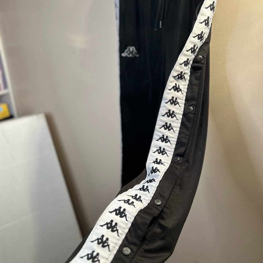 Kappa black side snap Jogger Pants Original Logo